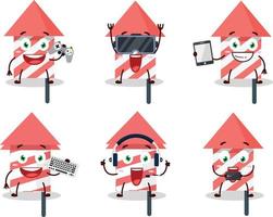 Fire cracker cartoon character are playing games with various cute emoticons vector