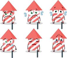 Fire cracker cartoon character with sad expression vector