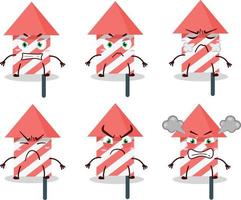 Fire cracker cartoon character with various angry expressions vector