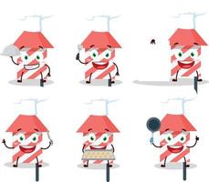 Cartoon character of fire cracker with various chef emoticons vector