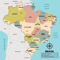 Brazil Map With Region Name vector