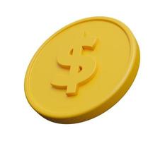 coin dollar yellow 3d. 3d render cartoon minimal icon illustration photo