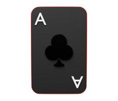 Ace clubs playing card 3d. 3d render cartoon minimal icon illustration photo