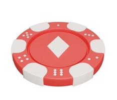casino chip diamond red 3d. 3d render cartoon minimal icon illustration photo