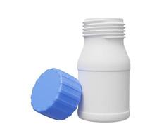 open pill bottle 3d render. 3d render cartoon minimal icon illustration photo