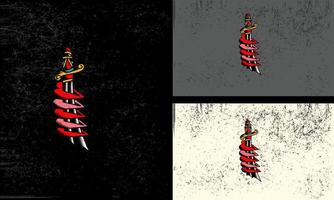 rojo espada vector ilustración mascota diseño
