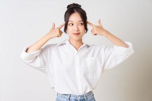 beautiful young asian businesswoman portrait on white background photo