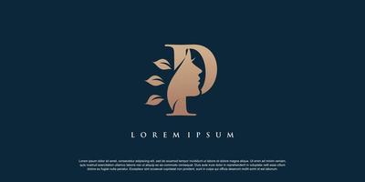 Beauty logo design template with letter P concept vector
