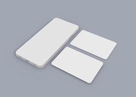 3D rendering Device screen with business card mockup photo