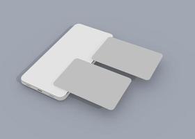 3D rendering Device screen with business card mockup photo