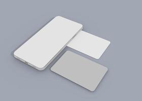 3D rendering Device screen with business card mockup photo