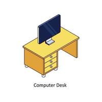 Computer Desk  Vector Isometric  Icons. Simple stock illustration stock