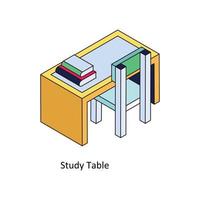 estudiar mesa vector isométrica iconos sencillo valores ilustración valores