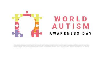 World autism day with head and puzzle background banner vector