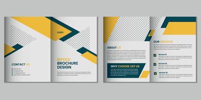 Business bifold brochure template design with geometric colorful shape vector