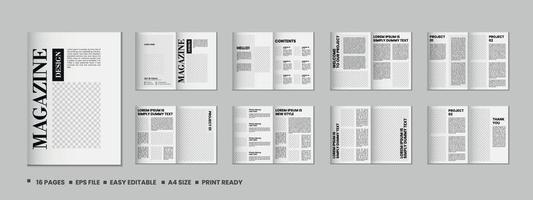 Portfolio magazine template design,  16 pages Fashion magazine and a4 architecture portfolio design vector