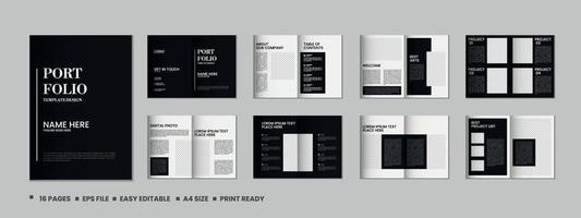 Portfolio magazine template design,  16 pages Fashion magazine and a4 architecture portfolio design vector