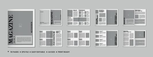 Portfolio magazine template design,  16 pages Fashion magazine and a4 architecture portfolio design vector