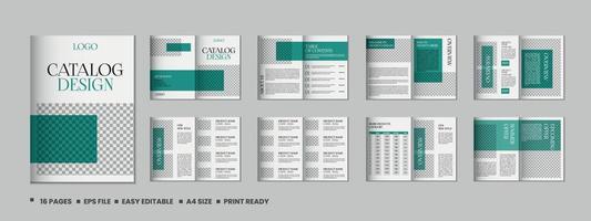 Company product catalog template design, Company product catalog template, Minimalist 16 pages product brochure template design vector