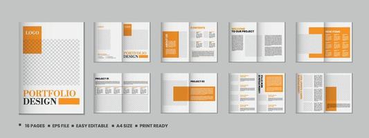 Portfolio magazine template design,  16 pages Fashion magazine and a4 architecture portfolio design vector