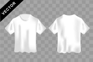 blanco, blanco camiseta realista Bosquejo. frente y espalda lados, corto manga camisa para imprimir, vector diseño modelo