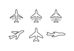 conjunto de avión línea icono vector