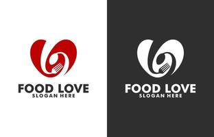 amor comida logo diseño modelo vector, café o restaurante emblema vector
