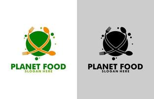 planeta comida logo diseño modelo vector