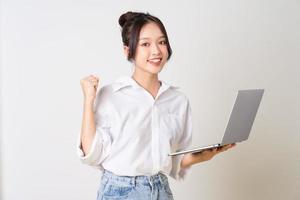 beautiful young asian businesswoman portrait on white background photo