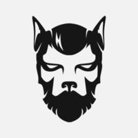 Dog pompadour logo. Simple negative space vector design. Isolated with soft background.