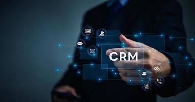 CRM Customer Relationship Management Business Internet Technology on virtual screen Concept. photo