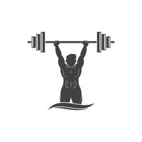 Bodybuilder fitness gym icon logo badge vector illustration