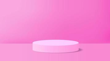 Abstract pink product display background with 3d render cylinder pedestal podium. Pink minimal room scene for product display presentation. Geometric platform vector