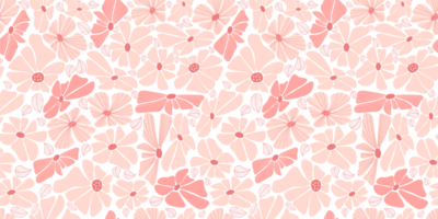 Seamless pattern with groovy flowers png