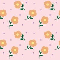 Seamless boho patterns with pink flower. Contemporary minimalistic trendy pink backgrounds for kids. Vector illustration Flat web design element for website or app, graphic design, logo