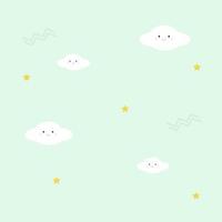 Seamless boho patterns with white cloud. Contemporary minimalistic trendy pink backgrounds for kids. Vector illustration Flat web design element for website or app, graphic design, logo, web site