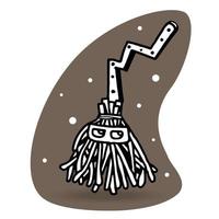 Broom Monster, cartoon mascot character. Vector Flat web design element for website or app, graphic design, logo, web site, social media, mobile app, ui illustration.