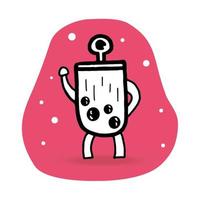 Milk Tea Monster, cartoon mascot character. Vector Flat web design element for website or app, graphic design, logo, web site, social media, mobile app, ui illustration.