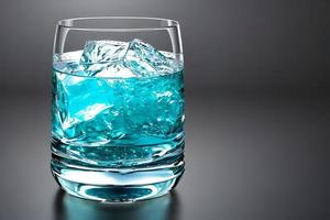 Blue cocktail alcohol drink with ice studio commercial promotion and marketing product background. photo