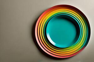 Rainbow colorful paper circle background. Template illustration for design material, element and backdrop. photo