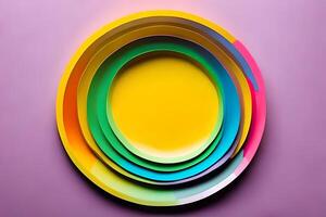 Rainbow colorful paper circle background. Template illustration for design material, element and backdrop. photo