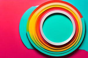 Rainbow colorful paper circle background. Template illustration for design material, element and backdrop. photo