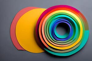 Rainbow colorful paper circle background. Template illustration for design material, element and backdrop. photo