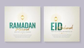 Ramadan and Eid Islamic ornamental social media post templates vector