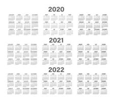 Calendar 2020, 2021, 2022 different calendar of year. Different font type vector calendar, Vector.