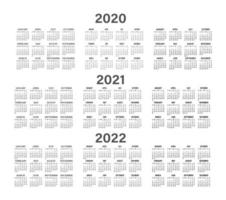 Calendar 2020, 2021, 2022 different calendar of year. Different font type vector calendar, Vector.