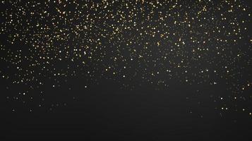 Golden glitter particles on dark background. Golden shining confetti sprinkles effect. Festive design for christmas, new year or holiday. Vector illustration