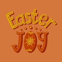 vaquero estilo vector tipográfico póster diciendo Pascua de Resurrección alegría. plano mano dibujado letras inscripción en negrita retro colores en naranja antecedentes. genial para póster, tarjeta, cubrir, fondo, textil impresión