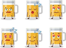 Cartoon character of mug of beer with sleepy expression vector