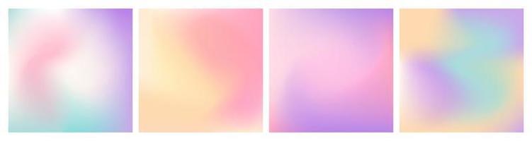 Set of mesh blurred unfocused gradients in pastel colors. Abstract y2k fluid background. Template, banner, poster, card vector